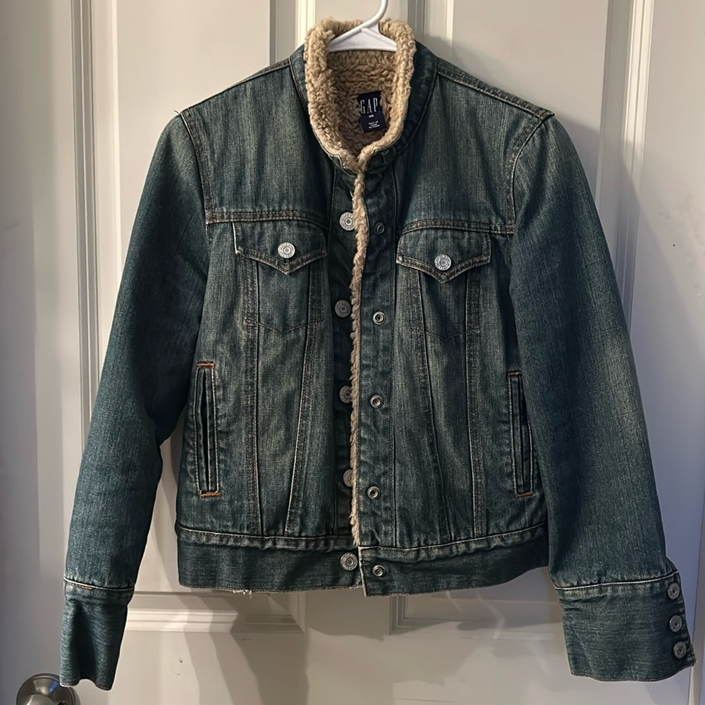 Gap Denim Lined Faux Shearling Jacket
